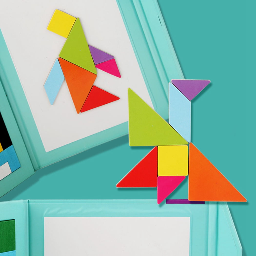 Magnetic Pattern Block 2 in 1 Geometric Shape puzzle Wooden