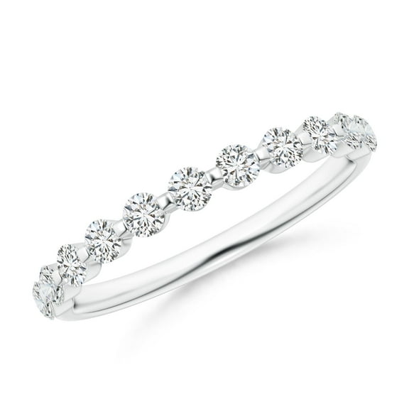ANGARA Natural Floating Diamond Semi Eternity Wedding Ring in 14K White Gold for Women (Size-2.2mm| Color-H| Clarity-SI2) | April Birthstone, Anniversary Jewelry Gift for Women | Natural Diamond Ring