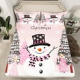 thumbnail image 2 of jejeloiu Merry Xmas Twin Sheet Sets,Cartoon Christmas Snowman Twin Fitted Sheet,Abstract Xmas Tree Flat Sheet Fdor Boys Girls,Super Cozy Room Decor,3-Piece, 2 of 7