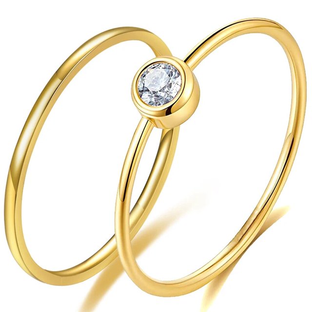 Vqyskoko-anillos entrelazados trenzados de circón, anillos regalo de Navidad de aniversario apilable para pareja minimalista