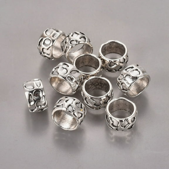 20 pc Rondelle Tibetan style Alloy Beads Lead Free Cadmium Free Large Hole Beads Antique Silver 13x8mm Hole: 10mm