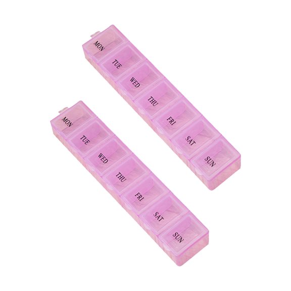 Bearachild Paquete de 2 estuches para pastillas, contenedor portátil para tabletas de 7 días, organizador reutilizable a prueba de polvo, caja Type10 NO10