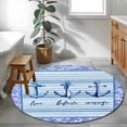 thumbnail image 3 of Ocean Archor Round Area Rug 4Ft Washable Circle Rugs for Bedroom Dining Room, Summer Rustic Nautical Coastal Beach Blue Stripes Non-Slip Carpet Floor Mats Indoor Outdoor Carpet Runner Home Decor, 3 of 8