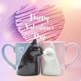 thumbnail image 2 of Juego de tazas de cerámica Kiss Cat Coffee para Parejas, Set de tazas únicas y divertidas para té, Regalo a juego para Novia y Novio, 2 of 3