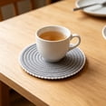 thumbnail image 6 of Hyknon 1 Pcs Round Cotton Placemats, 4.7 Inch Heat Resistant Non Slip Plate Chargers, Boho Farmhouse Rustic Woven Place Mats, Durable Rattan Wicker Table Mats with Ball Trims for Kitchen Dining Table, 6 of 7