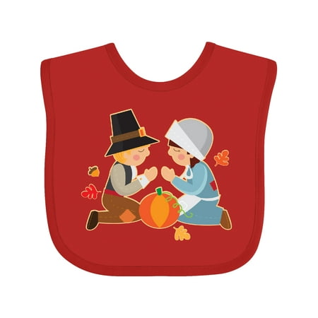 Inktastic Thanksgiving Kneeling Pilgrims Gratitude Blessing Boys or Girls Baby Bib