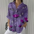thumbnail image 1 of YLHFASHION Chemise à Imprimé Floral Rétro pour Femmes, Imprimé Géométrique Abstrait, Chemise à Imprimé Artistique, Chemise Décontractée à Imitation Ligne, Col en V, Femmes Liquidation Chemises pour Femmes, 1 of 4
