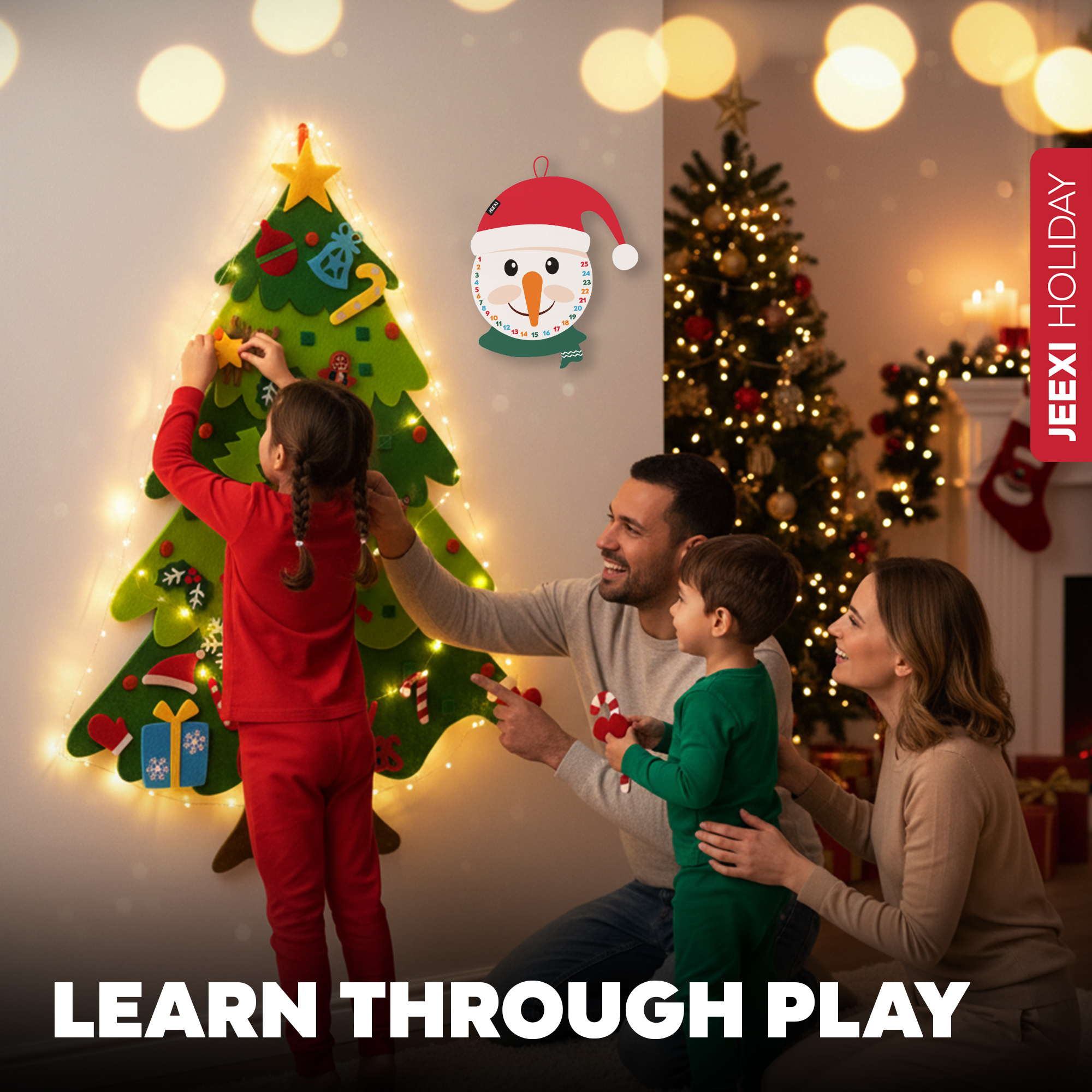 JEEXI 3ft DIY Felt Christmas Tree with LED String Lights photo 2