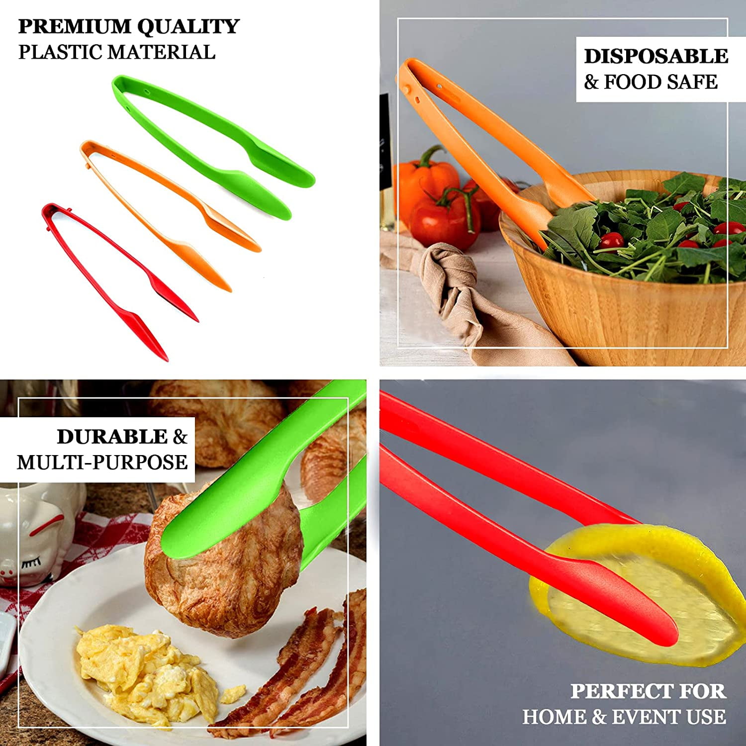 Plastic Kitchen Tongs Reusable Serving Tongs Non-Slip Bread Clip