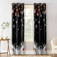 thumbnail image 2 of Hokiten Black Christmas Blackout Curtains | Light Blocking Print Window Curtains, Xmas Balls White Snowflake Thermal Insulated Window Drapes for Living Room Kitchen Cafe (2 Panels, 84"W x 84"L), 2 of 7