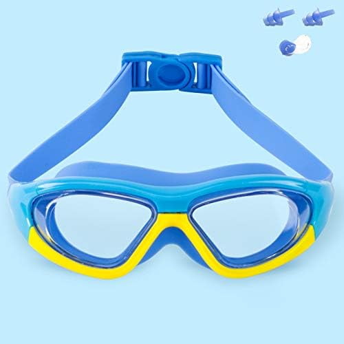 Gafas de natación de gran tamaño y visión amplia para niños, niñas y niños (de 6 a 15 años) de color azul