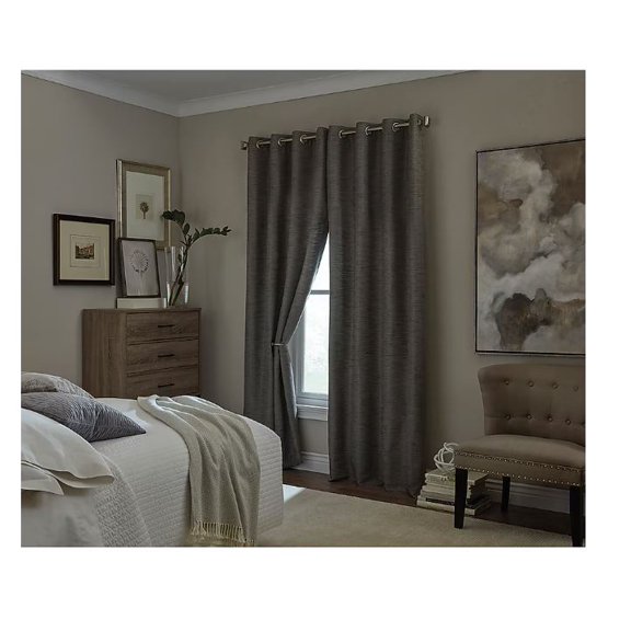 allen   roth 84-in Charcoal Room Darkening Thermal Lined Grommet Single Curtain Panel