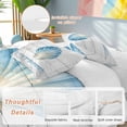 thumbnail image 5 of Enjoy Summer Queen Size Comforter Set, Watercolor Blue Gradient Sea Shell Wood Grain Bedding for All Seasons, 4 Pcs Bed Set, 1Quiltcover (90"x92") ,1Sheet(94"x116"), 2Pillowcases (30"x20"), 5 of 12
