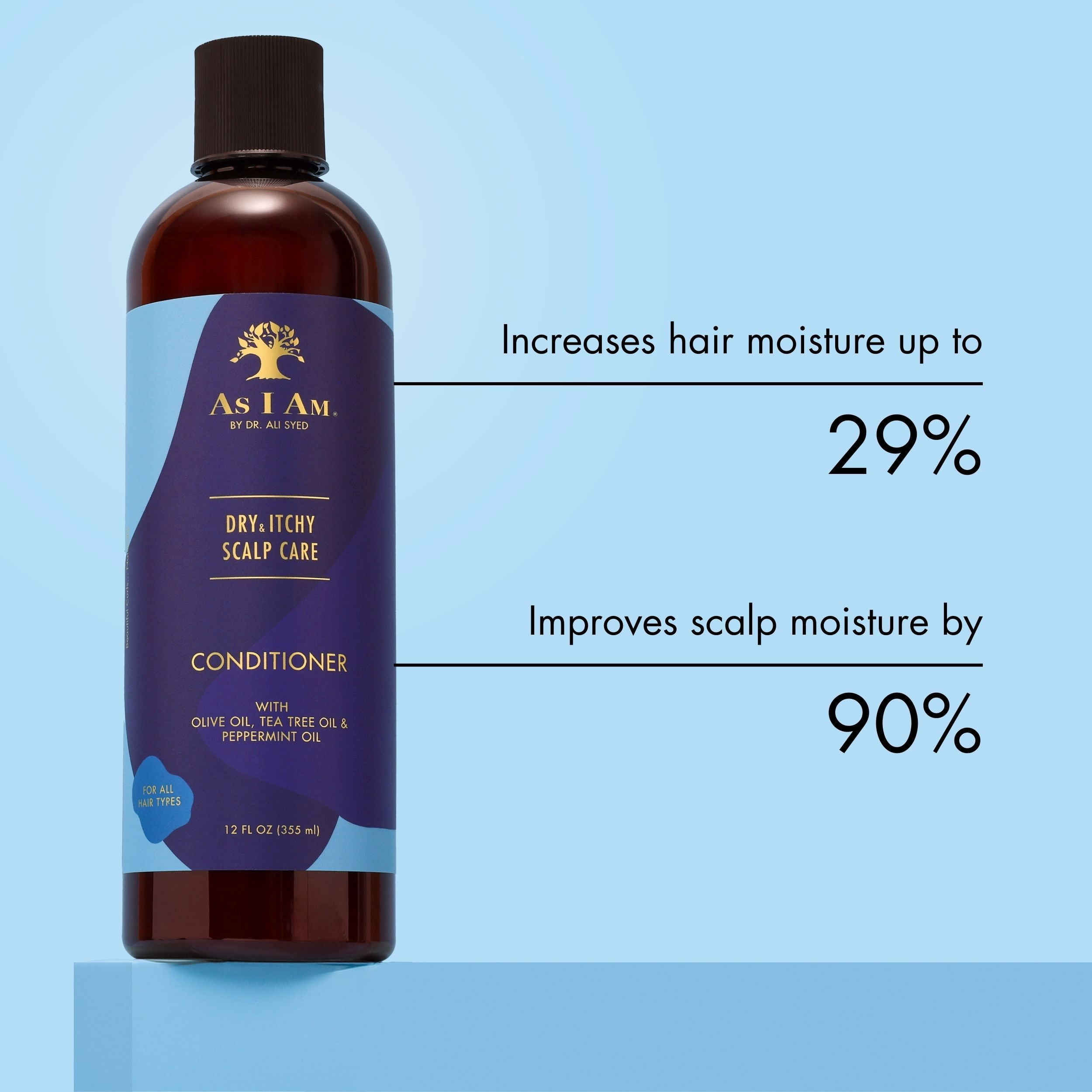 (6 pack) As I Am Dry & Itchy Scalp Care Conditioner for Dry Scalp Flakes and Moisture Balance 12 fl.oz. With Olive Oil, Tea Tree Oil & Peppermint Oil