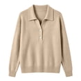 thumbnail image 5 of IUYRTFE Women Long Sleeve Collared Shirt Knit Sweater Solid Color Casual Pullover for Fall Winter Daily Wear, 5 of 5