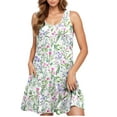 thumbnail image 5 of ZQUUVOU Women's Casual Plus-Size Sleeveless Round Neck Short Floral Dress Green, 5 of 5