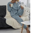 thumbnail image 4 of AOMPMSDX Womens Pajama Sets 1Set Solid Color Flannel Pants Sets Leisure Wear Wear Suit Casual Sleepwear Set Cozy Nightwear Set Blue Nightgowns For Women XL, 4 of 9