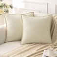thumbnail image 1 of HAYAN Pack of 2 Cream White Chenille Throw Pillow Covers 18x18 Inch Farmhouse Decorative Pillow Covers with Stitched Edge Soft Throw Pillows for Couch Sofa Bed and Living Room Christmas Home Decor, 1 of 1