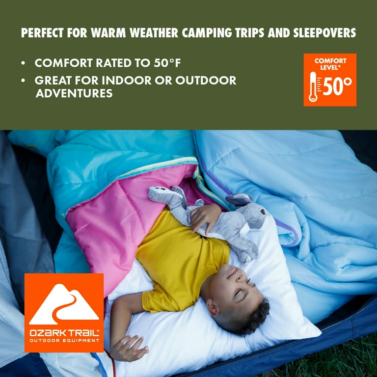 OZARK TRAIL 50F YOUTH WARM WEATHER RECTANGULAR SLEEPING BAG Dark