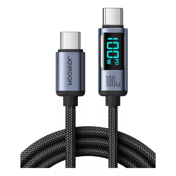 Cable Tipo C A Tipo C Carga Rápida 100w Pantalla Digital Joyroom Color Negro 1.2m