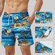thumbnail image 4 of Ceisia Men's 2-in-1 Quick Dry Swim Trunks Tropical Island Print Elastic Waist Beach Shorts with Compression Liner Gift, 4 of 5