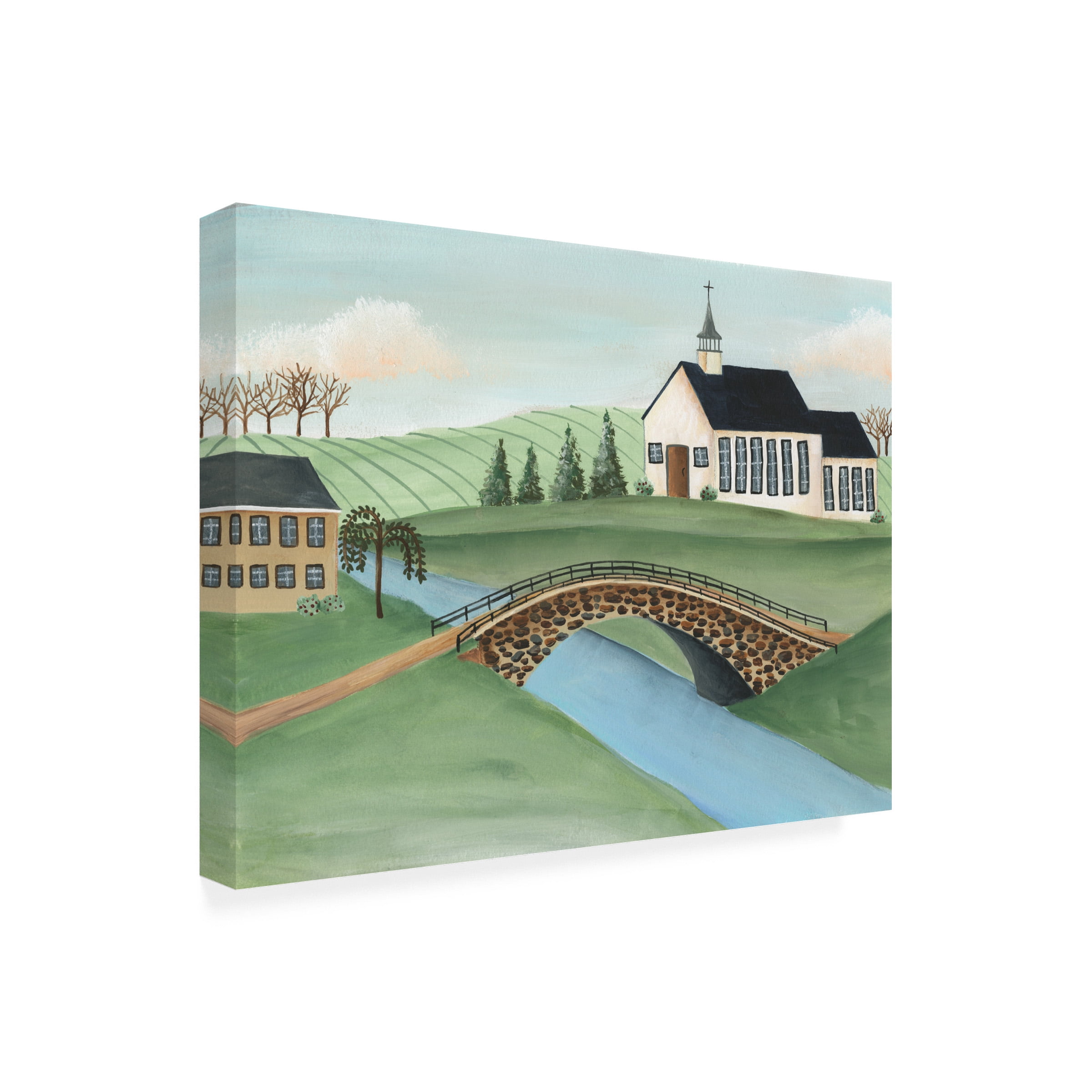 Regina Moore 'Folk Church Scene I' Canvas Art