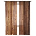 thumbnail image 3 of Brown Planks Retro Wood Grain Print Sheer Window Panel Curtains Room for Living Room Bedroom Kitchen Room Chiffon Tulle Curtains, 3 of 7