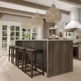 thumbnail image 5 of Open Box Maven Lane Saddle Barstool Reclaimed Oak Finish w/Stone Vegan Leather, 5 of 8