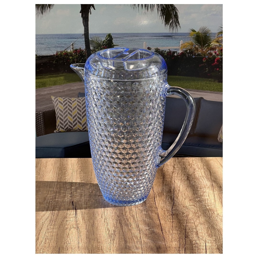 Acrylic Diamond Cut Pitcher - Blue 2.5 qt