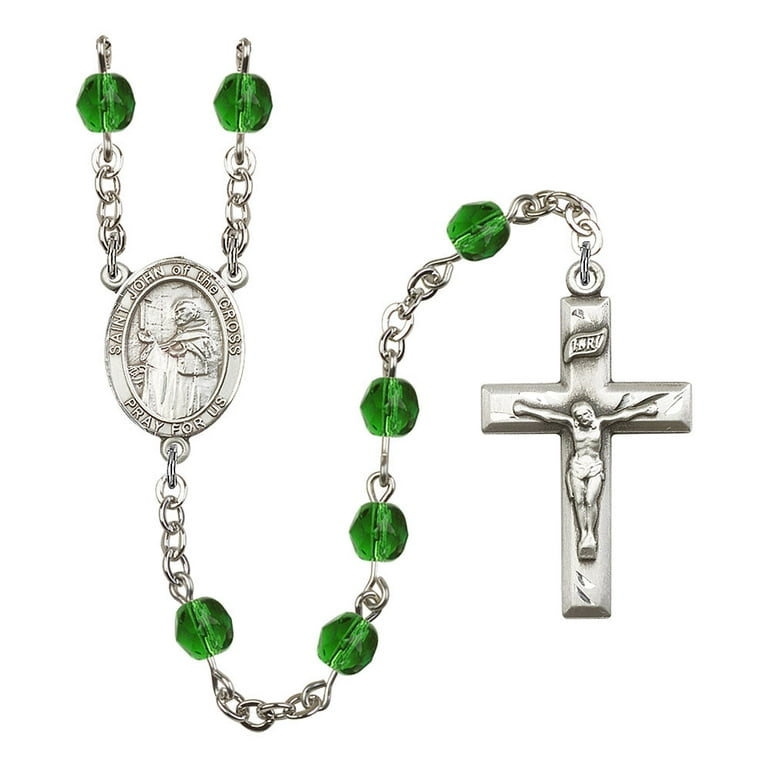 Silver - Crucifix & Our Lady Of Grace Centerpiece Set Rosary