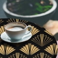 thumbnail image 3 of Ambesonne Art Deco Fitted Round Tablecloth, Geometric Repetition Print, 45"- 56" Diameter, Pale Mustard and Dark Grey, 3 of 5
