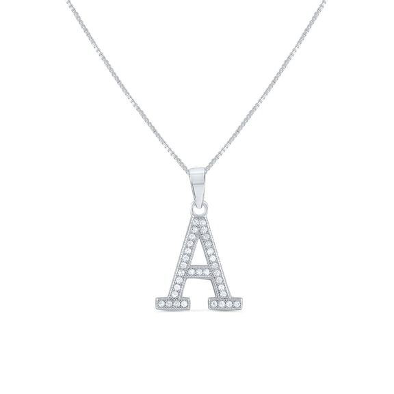 SilverCloseOut Sterling Silver Cz Initial A Charm Necklace