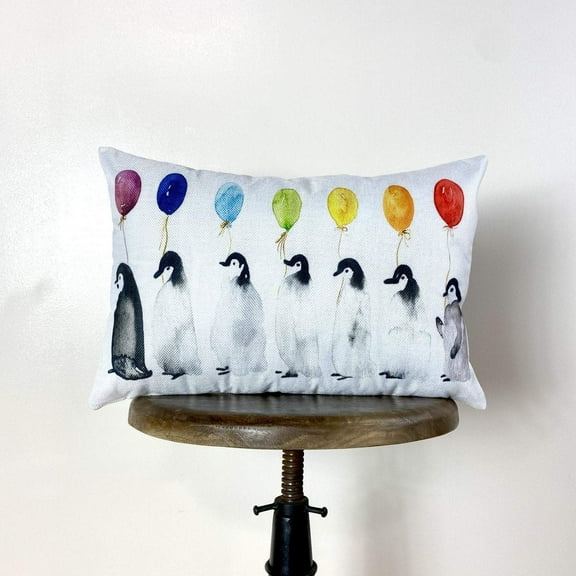 Penguin Balloon Lineup Pillow Cover | Home Decor | Throw Pillow | Penguin Birthday Pillow |Christmas | Christmas tree | Christmas Gifts
