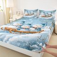 thumbnail image 3 of Feelyou Winter Cartoon Snowman Full Size Sheets, Merry Christmas Bed Sheets, Western Festival Holiday Sheet Sets, Luxury Bedroom Decor, 4pcs, 3 of 7