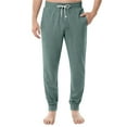 thumbnail image 2 of WTOBBY Men's Drawstring Cuffed Casual Pants with Pockets, Soft Home Sleep Pajama Bottoms for Lounging and Relaxation, Comfortable Fit,Mint Green M, 2 of 8