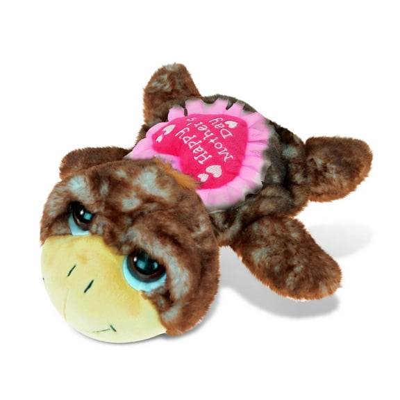 DolliBu Happy Mother's Day Super Soft Plush Brown Sea Turtle Figure - Cute Stuffed Animal with Pink Heart Message for Best Mommy, Grandma, Wife, Daughter - Cute Sea Life Plush Toy Gift - 7" Inches