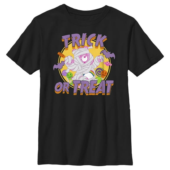 Boy's Care Bears Halloween Trick-Or-Treat Cheer Bear Mummy Graphic Tee Black X Large