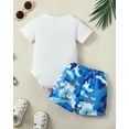 thumbnail image 3 of Kucnuzki Newborn Baby Boys Summer Outfits 6-12 Months Casual Clothing Sets Short Sleeves Letter Print Romper Top Camouflage Print Shorts Sets 2pcs White, 3 of 8