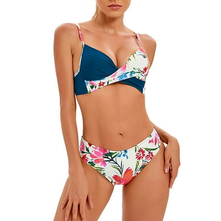 Divhosrg Sexy Swimsuits for Women  Bikini Sets for Women Full Coverage  Plus Size Bathing Suit  Women s Swimwear with Built In Bra Blue Swim Suits for Women 2025 Bikini L