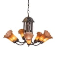 thumbnail image 3 of 24" Wide Amber Tiffany Pond Lily 7 Light Chandelier, 3 of 6