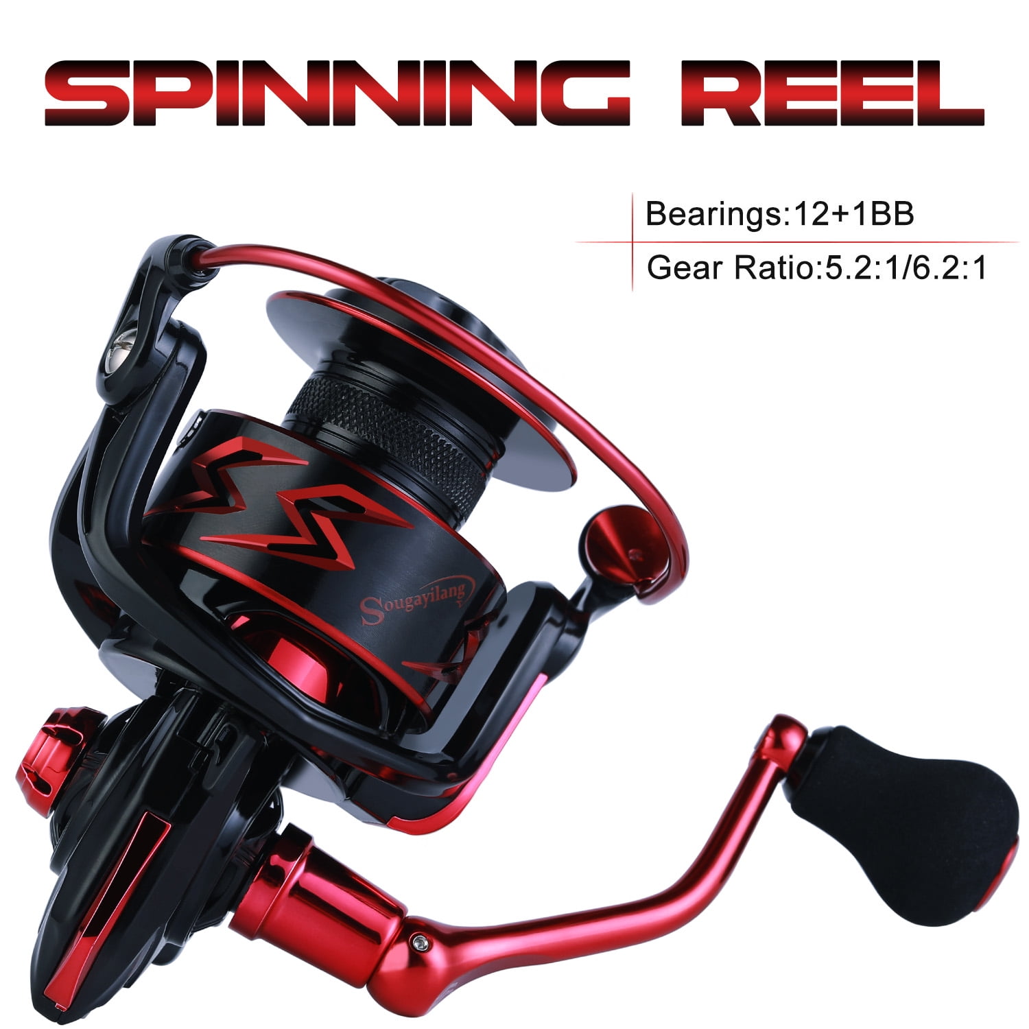 Sougayilang Spinning Fishing Reels Light Weight 12 + 1BB Fishing Reel for  Freshwater and Saltwater 