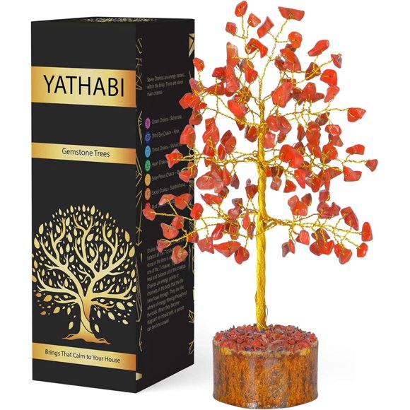 shiyou-Red Jasper - Crystal Tree - Chakra Stones - Crystal Money Tree - Bonsai Wire Tree - Tree of Life - Gemstones and Crystals - Spiritual Office Decor - Unique Crystal Gifts for Women - Good Luck