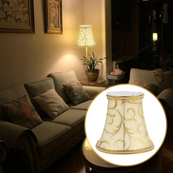 HOMEMAXS Golden Fabric Lamp Shade for Table Lamp or Floor Lamp with European Style Warm Decorative Atmosphere 1Pc