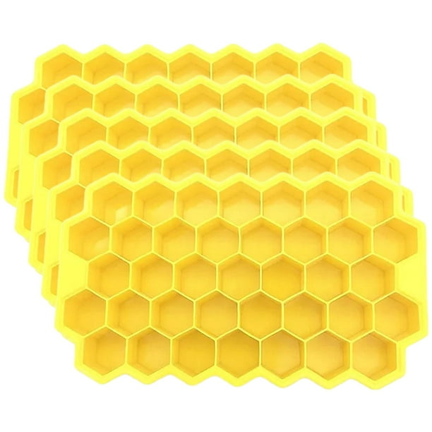 Soporte de silicona para hielos SiliBlockYellow 5Pzas Amarillo Silicón 37Cavidades Grado Alimenticio Flexible.