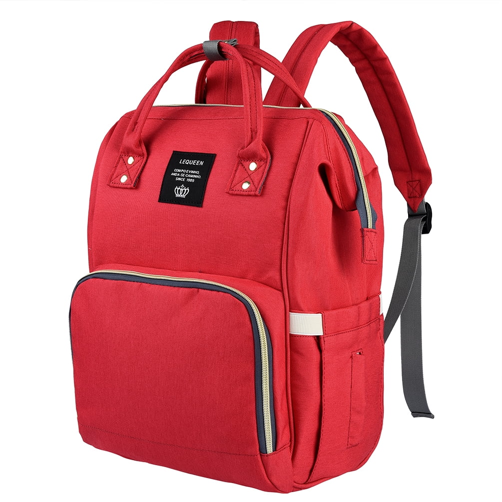 red diaper backpack