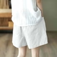 thumbnail image 4 of IUYRTFE Women's High Waist Loose Fit Summer Shorts with Pockets Elastic Waist Casual Straight Leg Bottoms, 4 of 5
