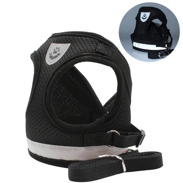 Arnés y correa transpirables para gatos, ropa para mascotas a prueba de Escape, chaleco ajustable para cachorros y gatitos, Control fácil, reflectante