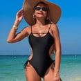 thumbnail image 3 of LYMAYTER Women's Backless Swimsuit One-piece Bathing Suit Solid Color Bathing Costume S-XL, 3 of 5