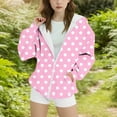 thumbnail image 2 of Taqqpue Girl Hoodie Casual Dot Printed Zip Up Jacket Tops School Outerwear Coat Loose Fit Plus Size Hooded Sweatshirt with Pockets for Kids 4-15Y, 2 of 5