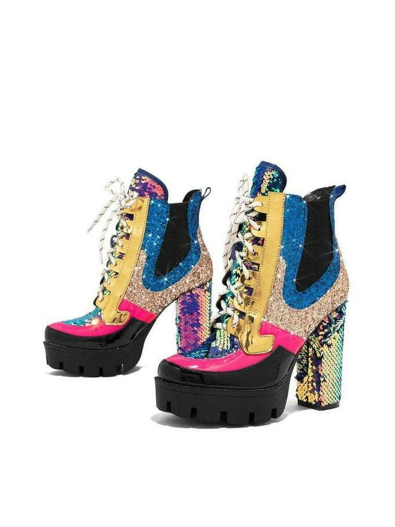 Cape Robbin Nell Mermaid Sequin Glitter Details High Heel Platform